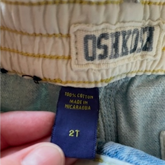 Vintage OshKosh B'gosh Carpenter Shorts Toddler Boys 2T Light Wash Snap Button - Picture 3 of 11